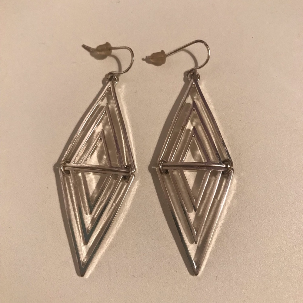 Silver Triangular Earrings